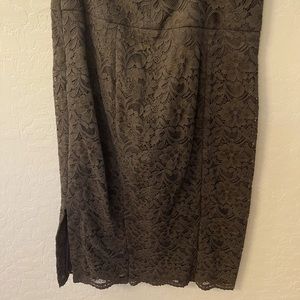 Olive green lace Express pencil skirt